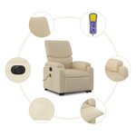 vidaXL Fauteuil inclinable de massage électrique Crème Tissu