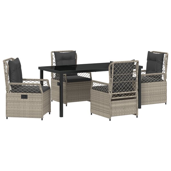 vidaXL Ensemble de Salle à Manger de Jardin 5 Pièces Gris Clair Rattan Poly