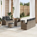 vidaXL Ensemble de canapé de jardin 8 Pièces Gris polyrotin