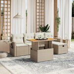 vidaXL Salon de jardin avec coussins 6 Pièces beige résine tressée