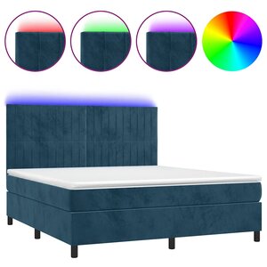 vidaXL Sommier à lattes de lit matelas et LED Bleu foncé 180x200 cm