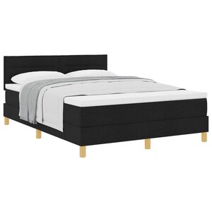 vidaXL Lit à ressorts avec coussin Noir 140 x 200 cm tissu