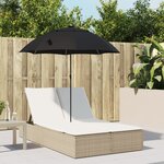 vidaXL Chaise longue double avec coussins et parasol beige poly rotin