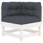 vidaXL Salon de jardin 8 Pièces avec coussins blanc bois massif