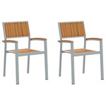 Chaises d'extérieur vidaXL 2 Pièces Empilables en Bois Acacia et Métal Gris