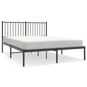 vidaXL Cadre de lit métal sans matelas avec tête de lit noir 140x190cm