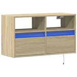 vidaXL Meuble TV mural avec lumières LED chêne sonoma 80x31x45 cm
