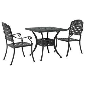 vidaXL Ensemble de tables de jardin 3 Pièces Noir Aluminium coulé