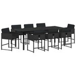 vidaXL Ensemble de salle à manger pour jardin 9 pc Noir polyrotin