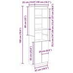 vidaXL Buffet haut chêne noir 50x35x180 cm bois d'ingénierie