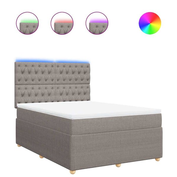 vidaXL Sommier à lattes de lit avec matelas Taupe 140x200 cm Tissu
