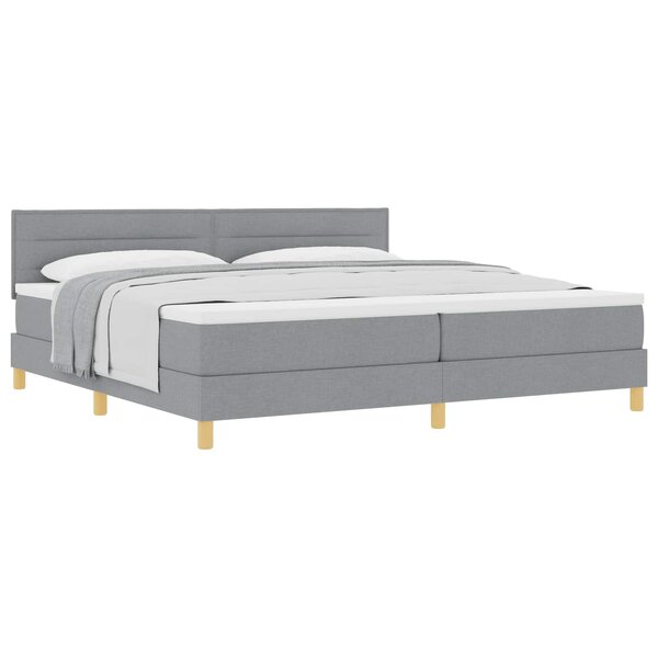 vidaXL Lit à ressorts avec coussin Gris clair 200 x 200 cm tissu