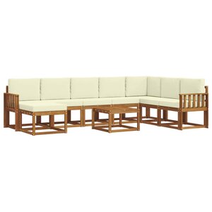 vidaXL Ensemble de canapés d'extérieur 9 pc Naturel et Crème