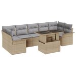 Ensemble de canapé de jardin de 8 pièces vidaXL avec coussins beige poly rotin