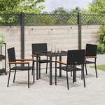 vidaXL Ensemble de salle à manger pour jardin 5 Pièces Noir Poly rotin