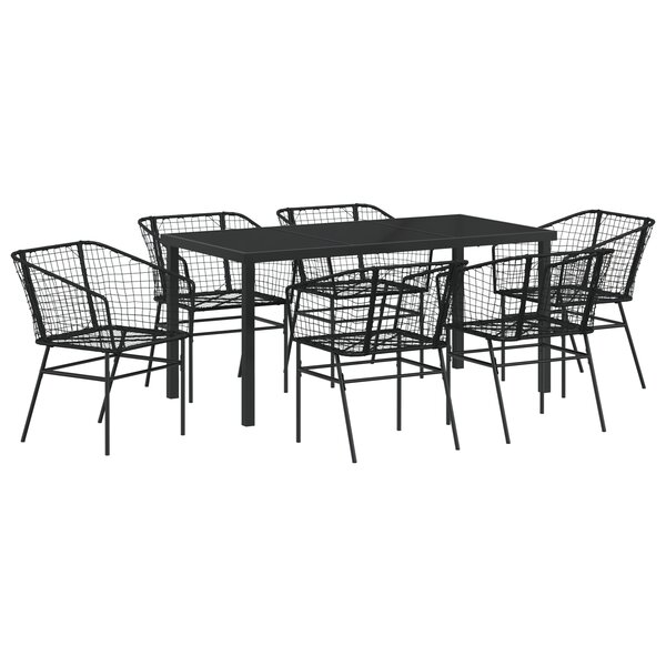 vidaXL Ensemble de salle à manger de jardin 7 pièces en poly rattan noir