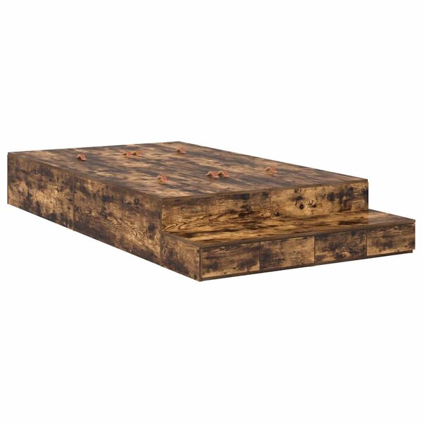vidaXL Cadre de lit avec rangement Chêne fumé 236.5 x 120 x 31.5 cm