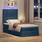 vidaXL Cadre de lit ottoman avec matelas bleu 90x190 cm tissu