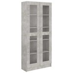 vidaXL Armoire à vitrine Gris béton 82 5x30 5x185 cm Bois ingénierie