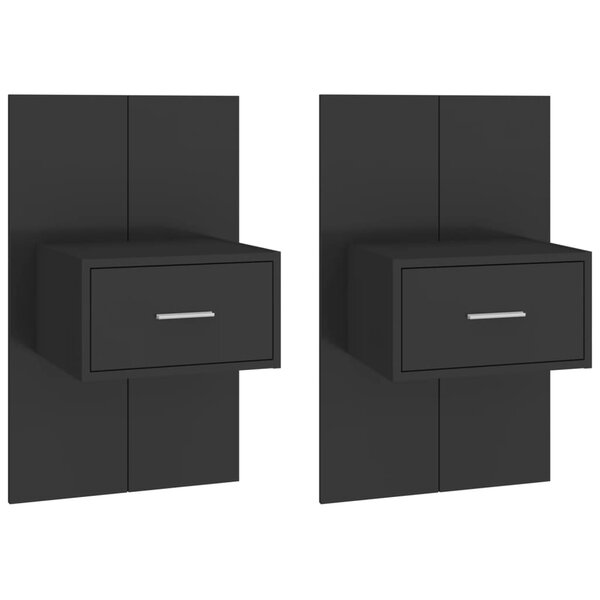 vidaXL Tables de chevet murales 2 Pièces Noir