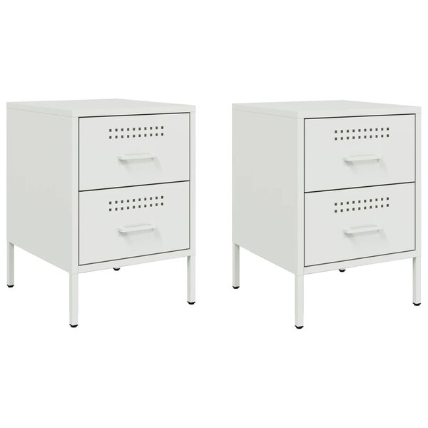 vidaXL Tables de chevet 2 Pièces blanc 36x39x50 5 cm acier