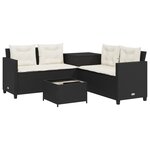 vidaXL Canapé de jardin avec table et coussins en forme de L noir