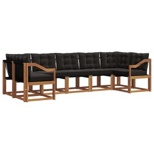 vidaXL Ensemble de canapés d'extérieur 7 pc Naturel et Noir