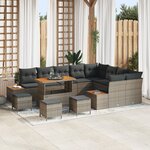 Ensemble de Canapés de Jardin vidaXL 13 Pièces avec Coussins Gris Poly Rattan Acacia