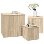 vidaXL Tables d'appoint 3 Pièces Chêne Sonoma Aggloméré