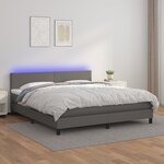 vidaXL Sommier à lattes de lit avec matelas et LED Gris 160x200 cm
