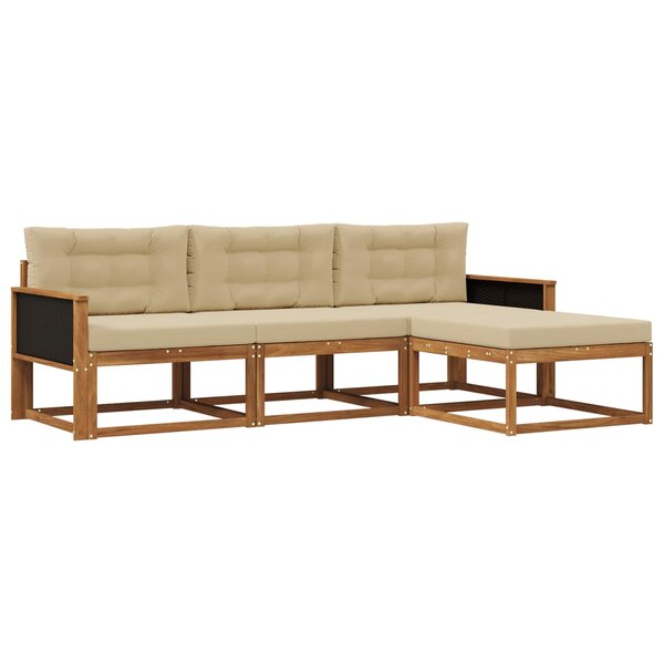 vidaXL Ensemble de canapés d'extérieur 4 pc Naturel et Beige