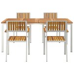 Set de repas de jardin en bois massif d'acacia 5 pièces
