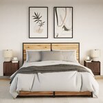 vidaXL Tables de chevet murales avec lumières LED 2 Pièces chêne marron