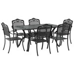 vidaXL Ensemble de salle à manger pour jardin 7 Pièces Noir Aluminium