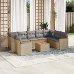 vidaXL Salon de jardin avec coussins 10 Pièces beige résine tressée