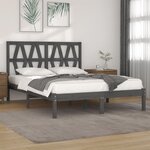 vidaXL Cadre de lit Gris Bois de pin massif 150x200 cm Très grand