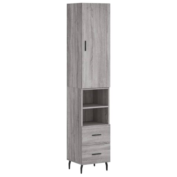 vidaXL Buffet haut Sonoma gris 34 5x34x180 cm Bois d'ingénierie