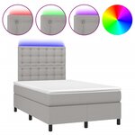 vidaXL Sommier à lattes de lit matelas LED gris clair 120x190 cm tissu