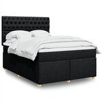 vidaXL Sommier à lattes de lit avec matelas Noir 160x200 cm Tissu