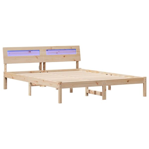 vidaXL Cadre de lit avec tête de lit Marron 150 x 200 cm Pin massif