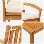 Ensemble Bistro 2 Pièces avec Coussins en Bois d'Acacia
