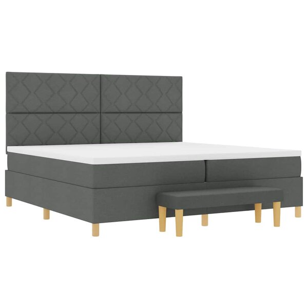 vidaXL Lit à ressorts avec matelas Gris foncé 200 x 200 cm tissu