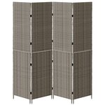 Paravent vidaXL 4 panneaux pliable gris 195x180 cm en poly rotin