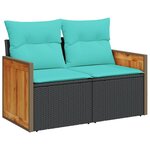 vidaXL Salon de jardin 9 Pièces avec coussins noir résine tressée