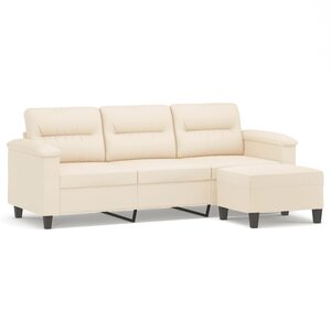 vidaXL Canapé 3 places avec repose-pieds Beige 180 cm Tissu microfibre