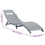 vidaXL Chaise longue avec coussin Gris Bois d'acacia solide