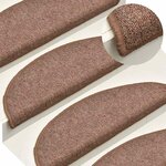 vidaXL Tapis d'escalier 30 pièces 56 x 17 x 3 cm Marron Demi-rond