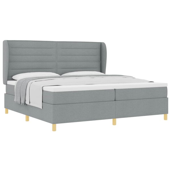 vidaXL Lit à ressorts avec matelas Gris clair 200 x 200 cm tissu