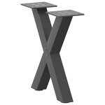 vidaXL Pieds de table basse en forme de X  2 pièces  anthracite  37 x (30-31) cm  acier