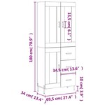 vidaXL Buffet haut Gris béton 69 5x34x180 cm Bois d'ingénierie